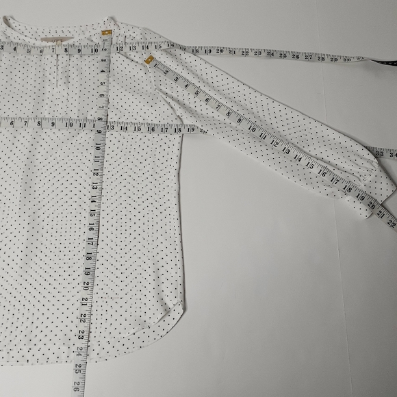 Loft White with Black Polka Dot Long Sleeve Blouse - Picture 7 of 9